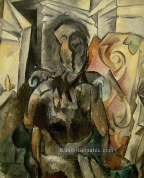  kubist - Frau sitzen dans un fauteuil 3 1909 kubist Pablo Picasso